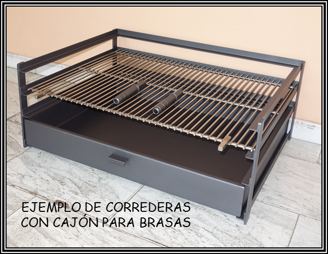 Cajon para brasas con soporte de correderas