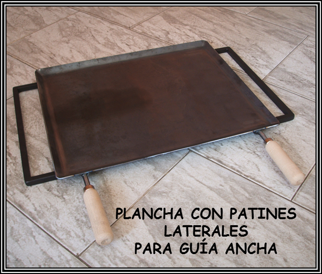 Plancha de asado para barbacoa con patines para guia ancha