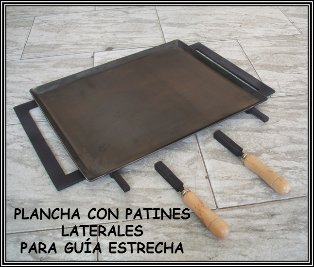 Plancha de asado para barbacoa con patines para guia estrecha