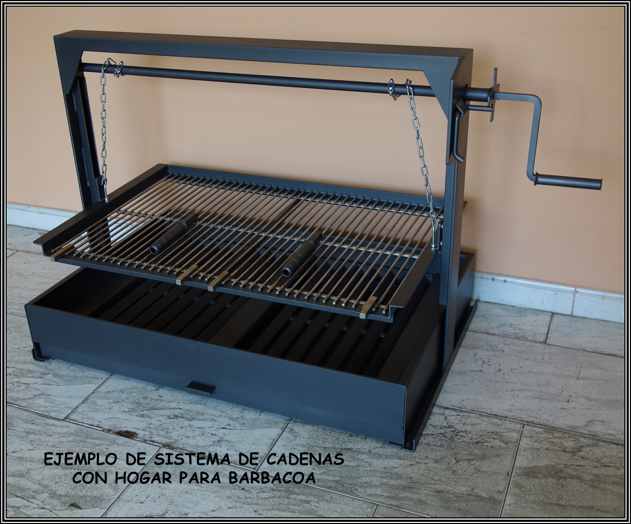 Sistema de cadenas para barbacoa de obra