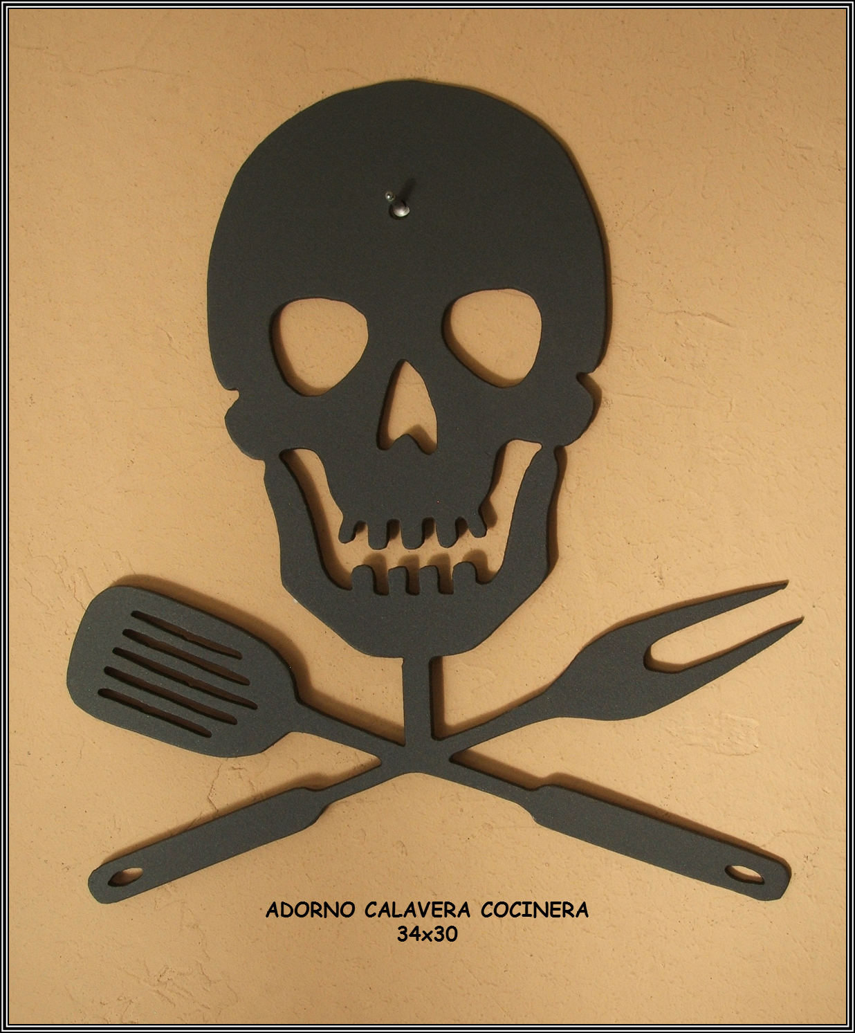 Adorno Calavera Cocinera METAL CNC - 34x30