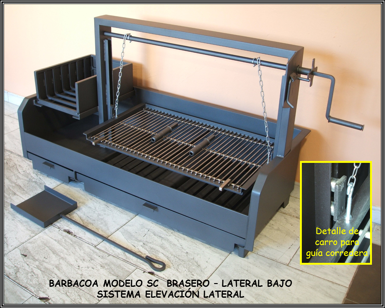 BARBACOA metalica modelo SC lateral bajo Con Brasero