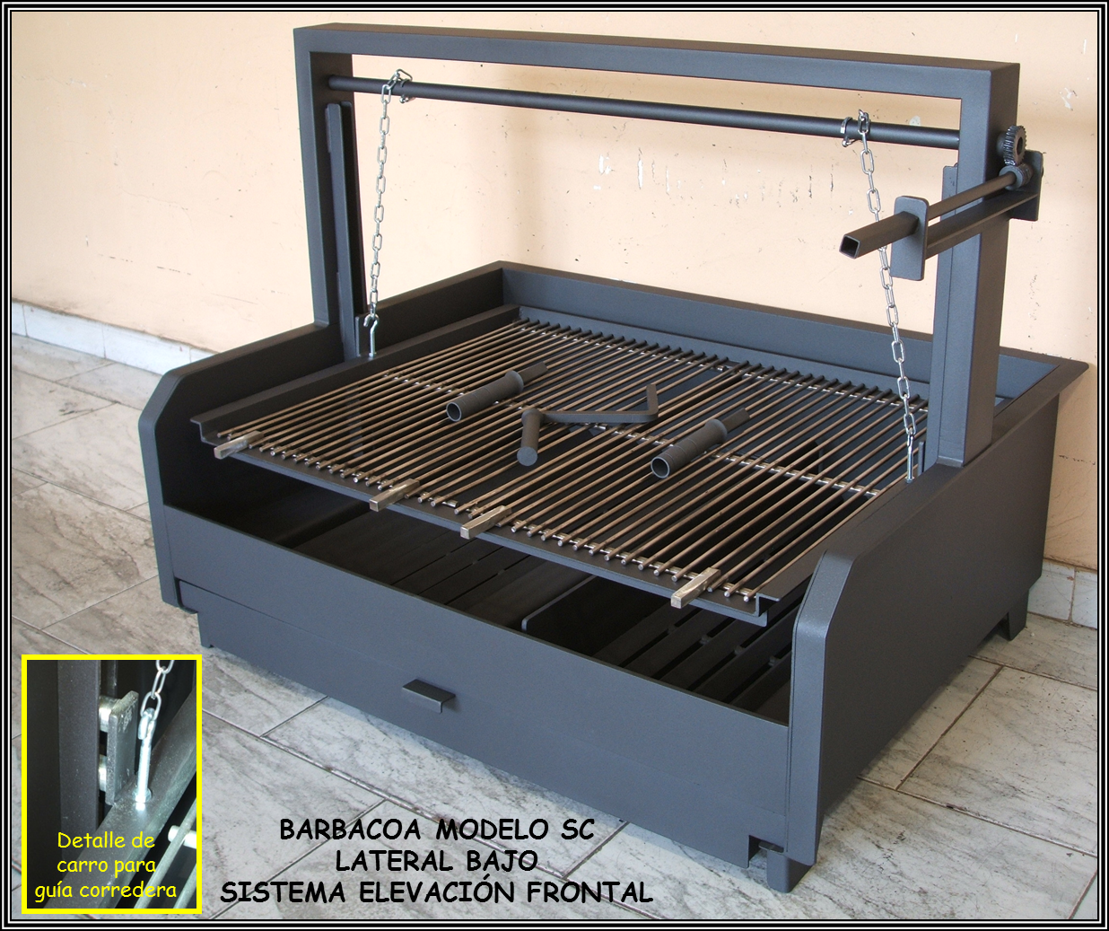 BARBACOA metalica modelo SC-100 lateral bajo con elevacion frontal