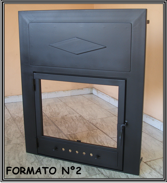 Puerta para chimenea con marco ancho